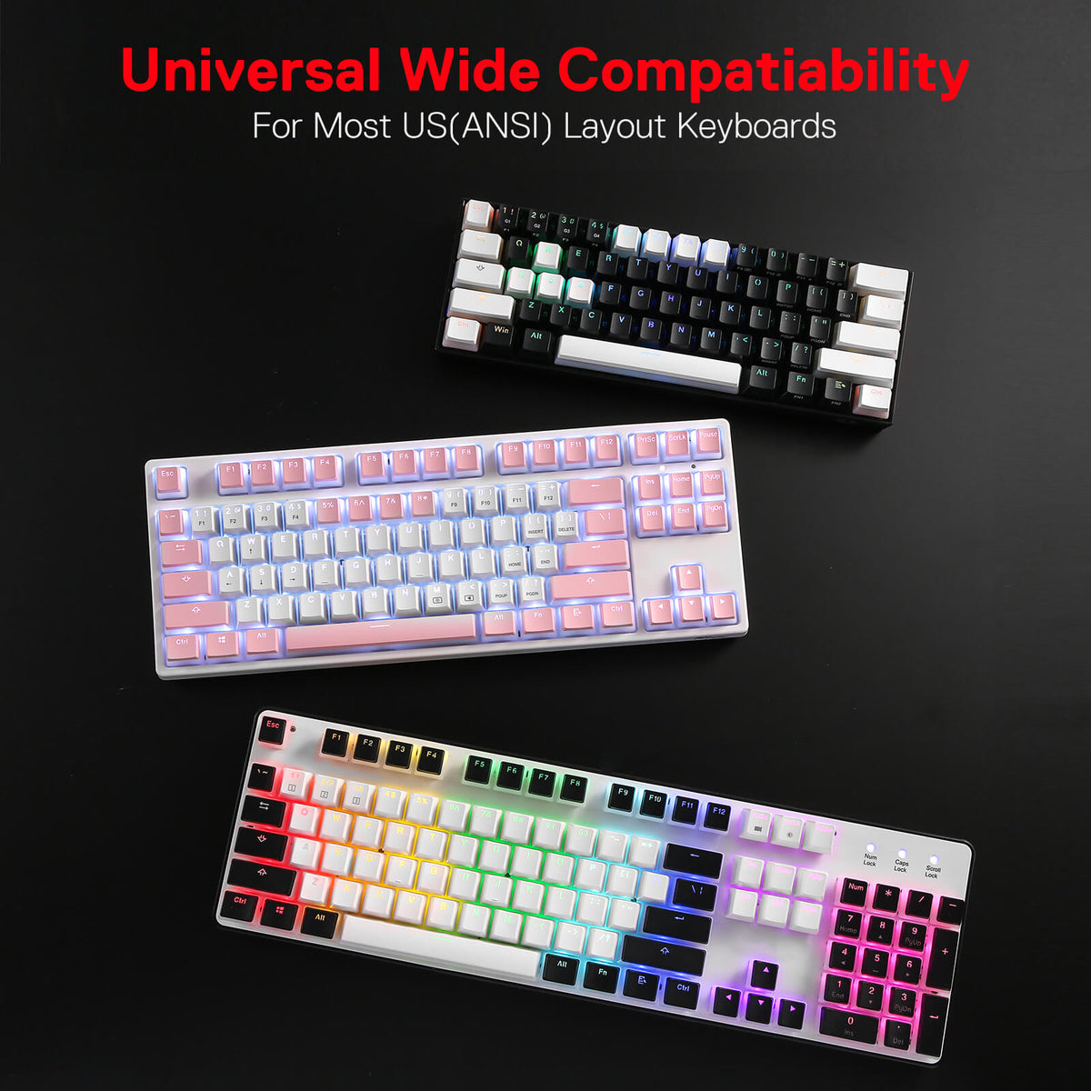 Pink Gradient Keycaps, PBT, Backlit, 104 Key, US Layout