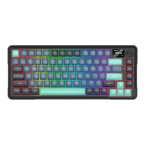 Redragon K724 PRO Wireless Gasket Gaming Keyboard w/Hype Screen & Knob, 81-Key Mechanical Keyboard, Easy-Control 1.14’’ TFT Info Display, 5-Layer Noise Dampening, Custom Linear Switch, Dark Jade Color