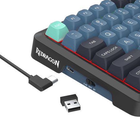 Redragon K724 PRO Wireless Gasket Gaming Keyboard w/Hype Screen & Knob, 81-Key Mechanical Keyboard, Easy-Control 1.14’’ TFT Info Display, 5-Layer Noise Dampening, Custom Linear Switch, Dark Jade Color