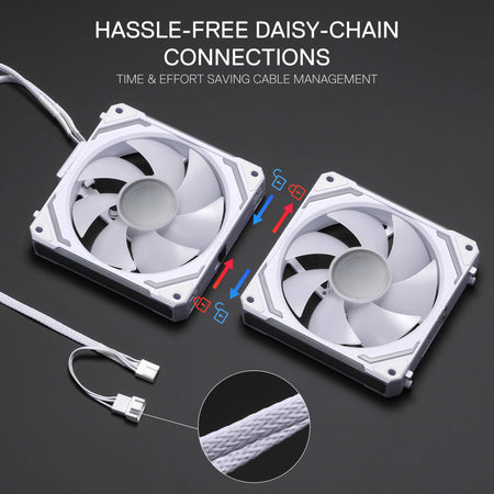 Redragon GCF012 Standard 120mm PC Case Fan, Daisy-Chain Connection, 5V 3Pin ARGB Lighting, 4 Pin PWM Case Fan, for Radiator/Computer Case Cooling, 120x120x25mm, 3 Pack