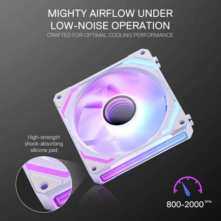 Redragon GCF012 Standard 120mm PC Case Fan, Daisy-Chain Connection, 5V 3Pin ARGB Lighting, 4 Pin PWM Case Fan, for Radiator/Computer Case Cooling, 120x120x25mm, 3 Pack