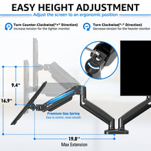 Redragon GMK915 Dual Monitor Mount Stand - Gas Spring Adjustable Arms with VESA 75/100mm, 13-32 Inch Screen Compatibility, C Clamp & Grommet Base, Cable Management, 17.6lbs Load Capacity