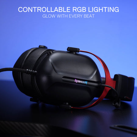 Redragon H312 Wired Gaming Headset, 7.1 Surround Sound, 50 mm Drivers, PU Leather Foam Ear Pads, Detachable Noise-canceling Microphone, Over-Ear Headphones Works for Mobile, PC/PS3/PS4/PS5