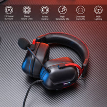 Redragon H312 Wired Gaming Headset, 7.1 Surround Sound, 50 mm Drivers, PU Leather Foam Ear Pads, Detachable Noise-canceling Microphone, Over-Ear Headphones Works for Mobile, PC/PS3/PS4/PS5