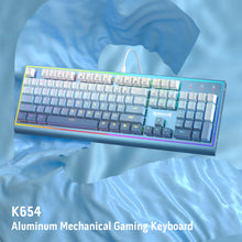 Redragon K654 RGB Gaming Keyboard, 104 Keys Wired Mechanical Keyboard w/Weighted Aluminum Frame, 3.5mm Sound Absorbing Foams, Upgraded Hot-swappable Socket, Mixed Color Keycaps, Bluemade