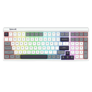 Redragon K656 PRO 3-Mode Wireless RGB Gaming Keyboard, 100 Keys Mechanical Keyboard w/Hot-Swappable Socket, 3 Noise Dampening Layers, PBT Round Keycaps & Custom Linear Switch, Moondust Gray