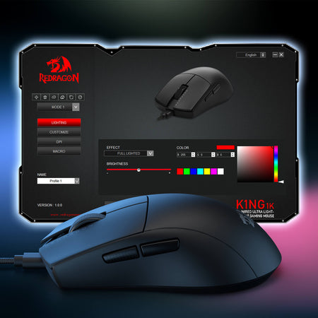 Redragon M724 Wired Gaming Mouse, 42G Ultra-Light 12,400 Max DPI Optical Gaming Mouse with 5 Programmable Buttons, Ergonomic Natural Grip Build, Software Supports DIY Keybinds & DPI