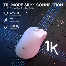 Redragon M916 STD 3-Mode Wireless Gaming Mouse, 49G Ultra-Light 24K DPI Mice w/Ergonomic Natural Grip Build, Full Programmable Buttons, Software Supports DIY Keybinds & DPI