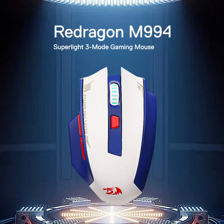 Redragon M994 Wireless Bluetooth Gaming Mouse, 26000 DPI Wired/Wireless Gamer Mouse w/ 3-Mode Connection, BT & 2.4G Wireless, 6 Macro Buttons, Durable Power Capacity for PC/Mac/Laptop