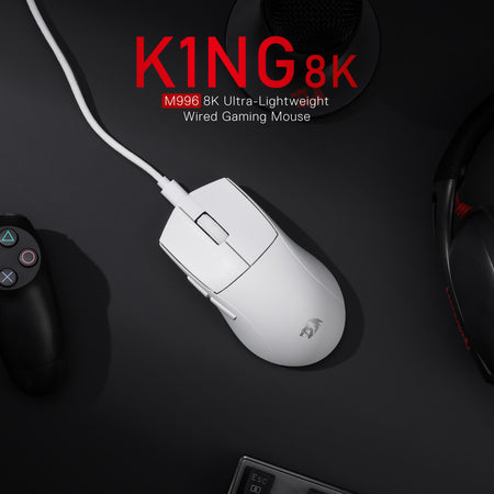 Redragon M996 Wired 8K Gaming Mouse, 42G Ultra-Light 26,000 Max DPI 2.4G Wireless Gaming Mouse w/Ergonomic Natural Grip Build, Full Programmable Buttons, Software Supports DIY Keybinds & DPI