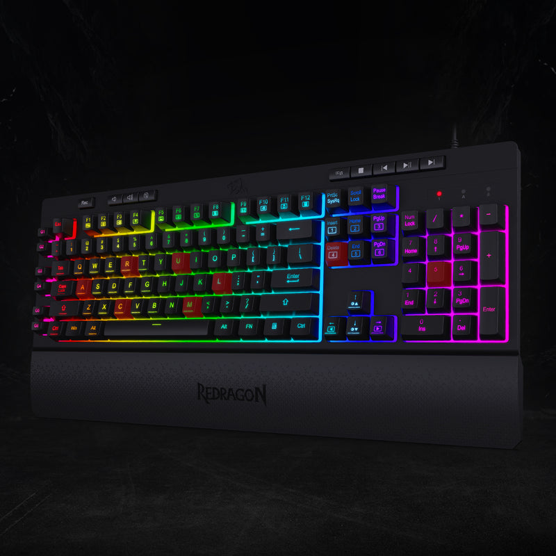 Redragon K512 SHIVA RGB Membrane Gaming Keyboard with Multimedia Keys ...